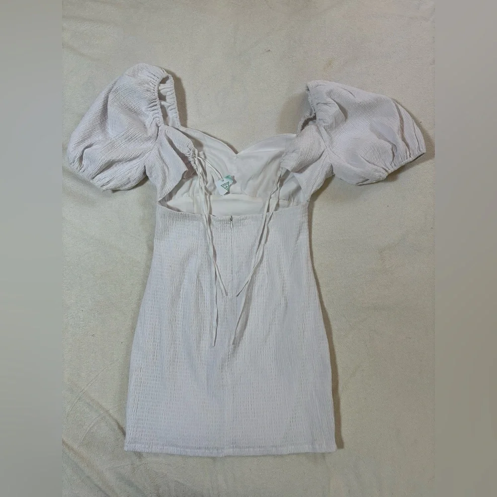 Guess Charlotte Off-The-Shoulder A-Line Mini Dress Pure White - Picture 2 of 10